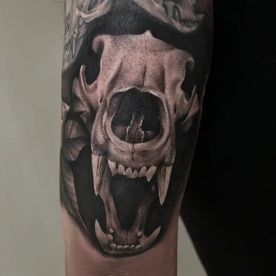 dog skull tattoo 2