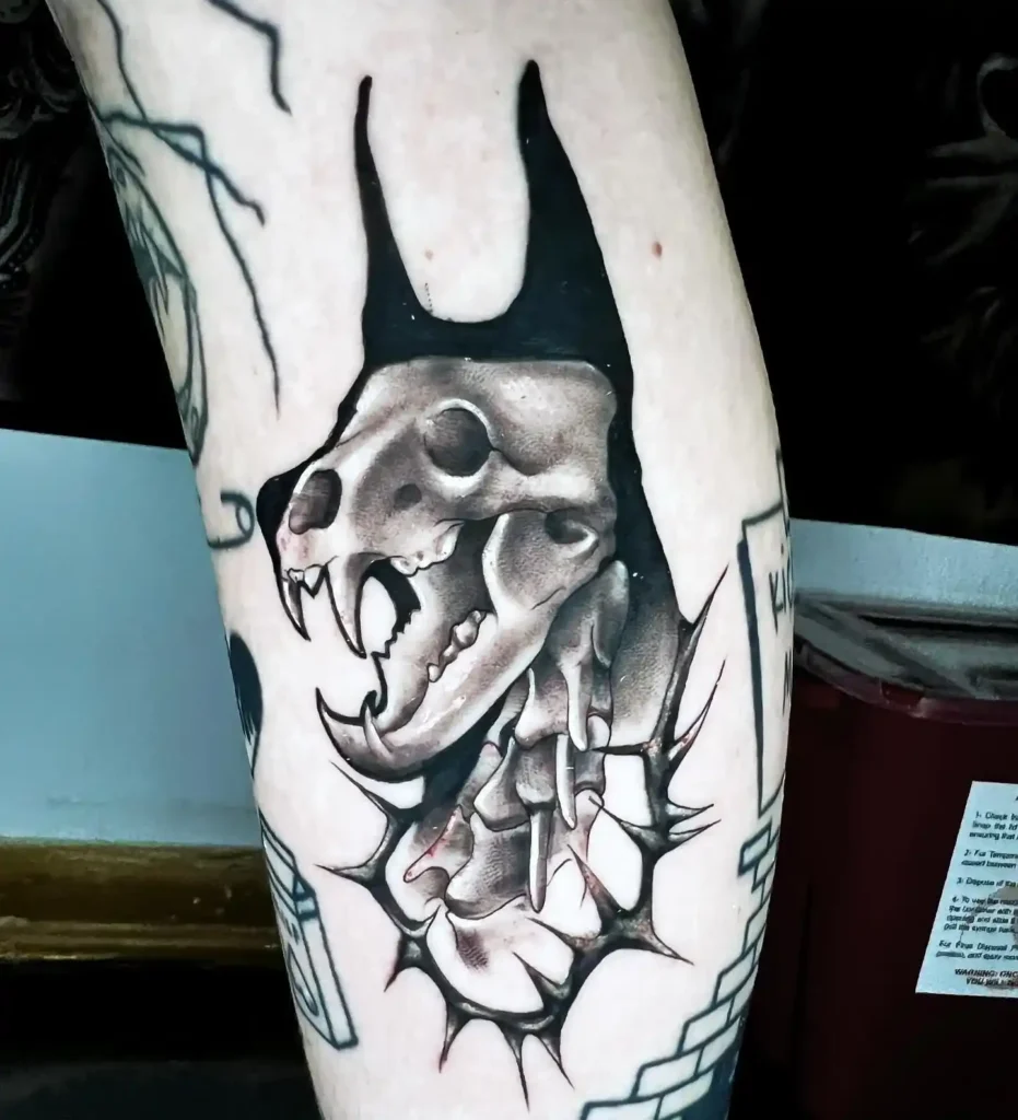 dog skull tattoo 3