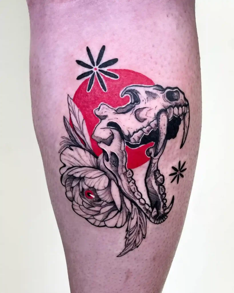 dog skull tattoo